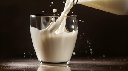 pouring milk into a glass