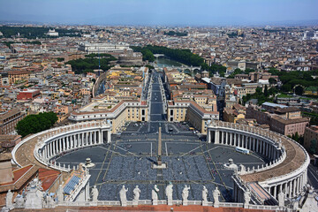 view from the top of the cathedral of St. Peter, Rome, Italy