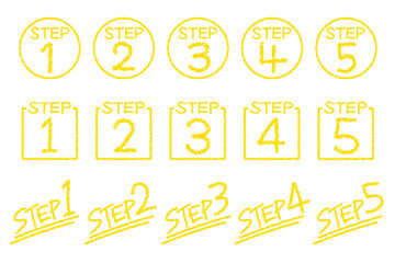 クレヨン素材　手描きのいろいろなSTEPセット