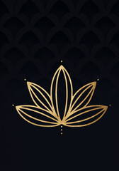 Anthracite background with luxury golden Lotus flower. Great for invitation, flyer, menu, brochure, postcard, wallpaper, decoration, or any desired idea.