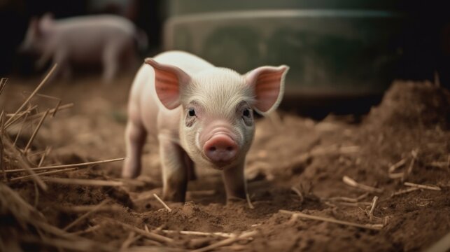 Cute Baby Pig Photo, Generative AI