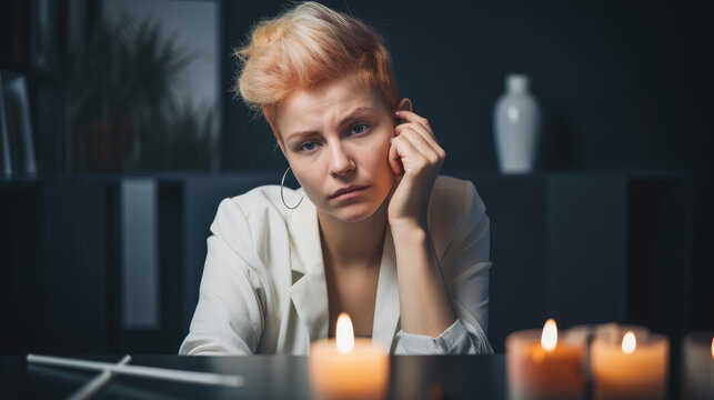 Frau Trauer nach Todesfall und Trauerbew&auml;ltigung, Generative AI