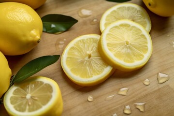 Fototapeta na wymiar Chopped lemon slices, Generative AI