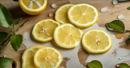 Fototapeta na wymiar Chopped lemon slices, Generative AI