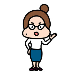 Obraz premium senior teacher, character design, cute cartoon isolated , graphic design for presentation, marketing, art, illustration, t-shirt design, cartoon, comic, advertising, online media