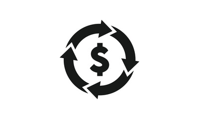 Revenue cycle with dollar symbol icon, Money turnover icon