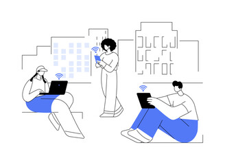 Connected living abstract concept vector illustration.