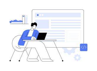 Single page application abstract concept vector illustration.