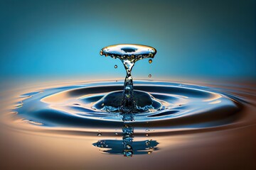 Capturing the Serenity: A Water Drop Falls into the Calm Waters, generative AI