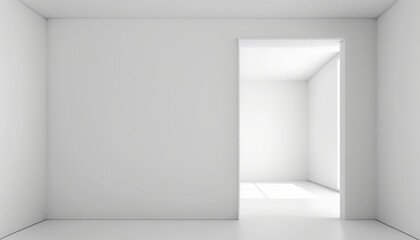White clean empty architecture interior. Space room studio background 3D. Modern interior design 3D. 3D realistic illustration. Based on Generative AI