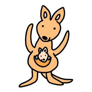 Australian kangaroo, mother and baby, character design, cute cartoon isolated , graphic design for presentation, marketing, art, illustration, t-shirt design, cartoon, comic, advertising, online media