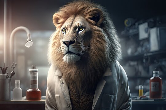 Lion A Scientist In A Laboratory