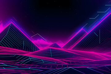 Cyberpunk retrowave illustration. neon glowing background Generative AI