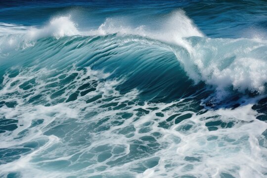 The water forms a whirlpool as it spirals. The ocean is clean and blue. The wave assumes a pipe like appearance. It's possible to observe the foam and bubbles inside the whirlpool. picture of the wave