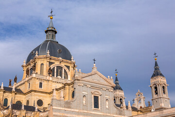Fototapeta na wymiar Santa Maria la Real de La Almudena Cathedral is a Catholic church in Madrid, Spain