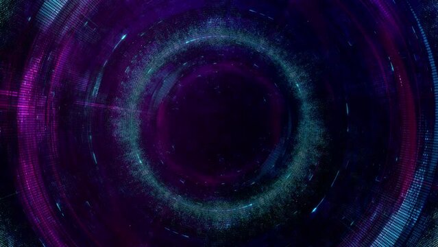 Futuristic Purple and Blue Artificial Intelligence Dashboard Design Loop Background. Concept 3D animation for abstract geometric dark cyber HUD backplates or digital festival event and vj backdrop.