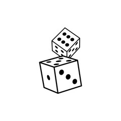 Dice cube line icon. Outline casino dice vector gamble illustration line icon.