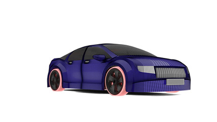 Naklejka premium 3d car wireframe isolated on white background