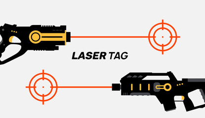 Laser tag gun game icon. Vector laser tag futuristic logo weapon