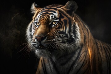Fototapeta premium A beautiful tiger in its natural environment Generative AI