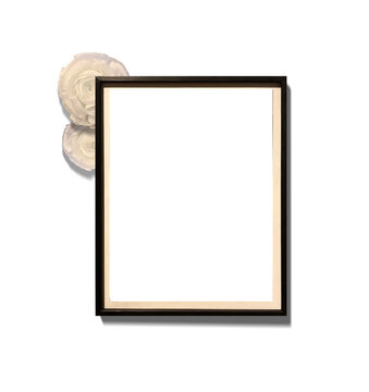 wooden photo frame isolated with white roses