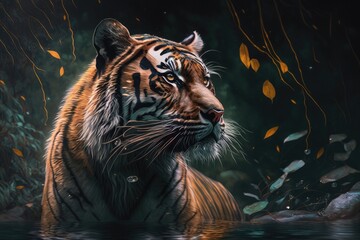 A beautiful tiger in its natural environment Generative AI