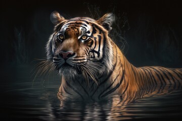 Fototapeta na wymiar A beautiful tiger in its natural environment Generative AI
