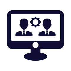 computer, man, monitor, management, gear, administration icon