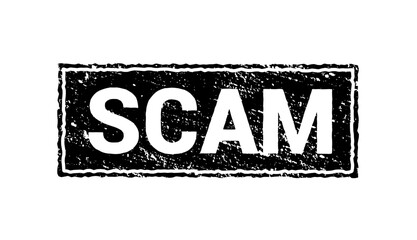 Scam grunge black stamp. Scam square sign label isolated