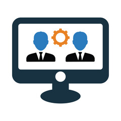computer, man, monitor, management, gear, administration icon