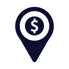 money, pin, location pin, bank location icon