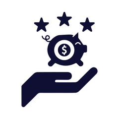 money, piggy , hand, star, piggy bank care icon