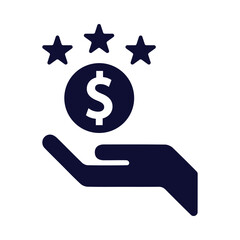 money, dollar, hand, star, bank care icon