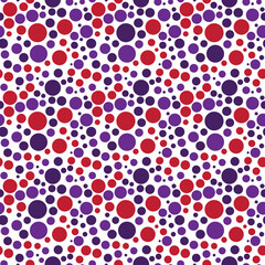 Bright Purple and Red Confetti Seamless Pattern - Round circle confetti dots repeating pattern design