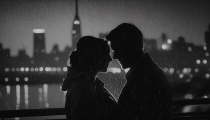Silhouette of Couple In Love, 
