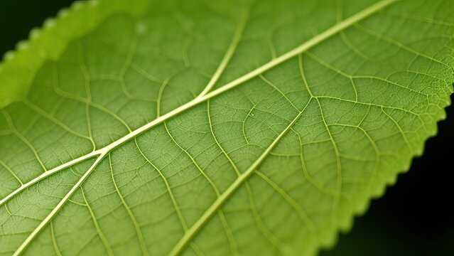 Macro photography, a leaf with dewdrops