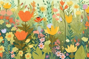 Close up Background of Multicolored Cosmos Flowers watercolors. ai generative.