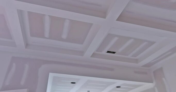 Plastering drywalling of new house under construction has been completed is ready to paint