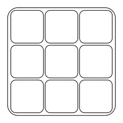 Logical combination cube puzzle toy with rotated sides, doodle style vector outline