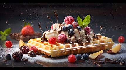 waffle with berries