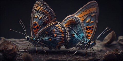 Two butterfly moth. Small butterflies. Macro butterfly. ai generative
