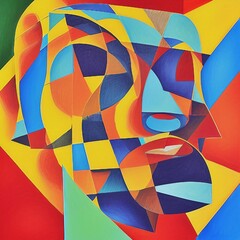 Cubism art print with depth and layers highly detailed k quality