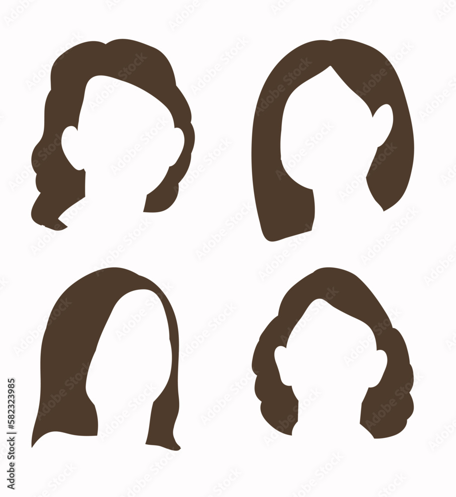 Poster girl hair silhouette or black silhouette