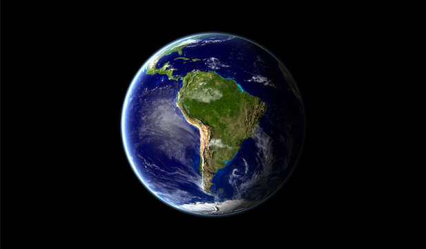 Image of planet earth as seen from space with the south american continent in the center. Concept of immigration from latin america
