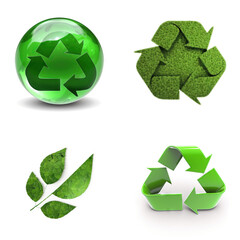 Obraz premium Symbol set green recyclable signs concept Environmental responsibility. Image created with generative ai