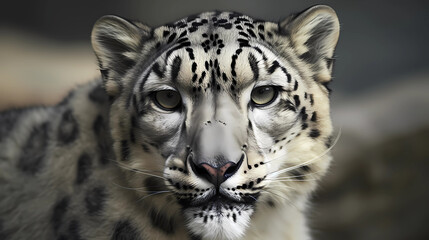 Snow leopard, wild cat, predator, generative AI.