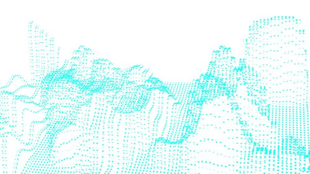 Fondo abstracto con monta&ntilde;a de puntos, sin fondo, fondo transparente. concepto  tecnolog&iacute;a. datos digitales,  Dise&ntilde;o de gr&aacute;ficos de movimiento, metraje tel&oacute;n de fondo.
