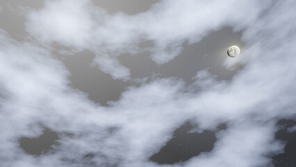 night sky, moon and clouds