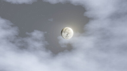 night sky, moon and clouds