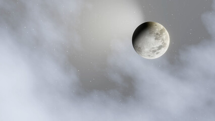 night sky, moon and clouds